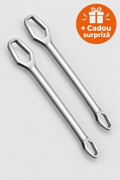 OferteTop Cheie Universală Inelară 8–22 mm, Set 2 Bucăți, Oțel Crom, 16 cm, p...