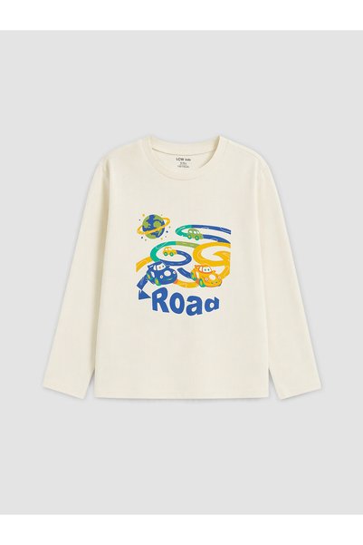 LC Waikiki Vision New Season Ecru-Printed Boys' T-Shirt