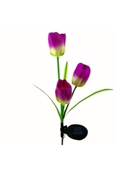 DAMUR Solar lamp for garden, LED tulip type with 3 flowers, 78 cm height, Wea...