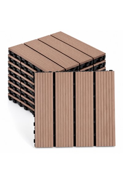 Tapetoo Home Decor Set de 10 Tapetoo ®   Plăci de terasă WPC cu sistem de îmb...