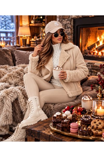 Woman's Fashion Μπουφάν σε χρώμα εκρού