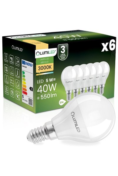 Lumiled 6x Bec LED E14 Bilă P45 5W = 40W 550lm 3000K Cald 180 °