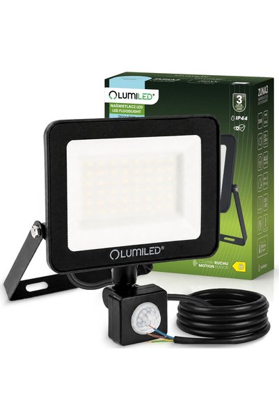 Lumiled ZUNA3 30W 3600lm 6500K IP44 Proiector LED cu senzor de mișcare, negru