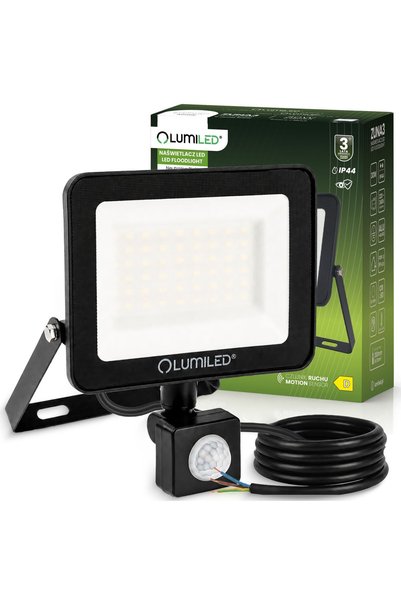 Lumiled ZUNA3 30W 3600lm 4000K IP44 Proiector LED cu senzor de mișcare, negru