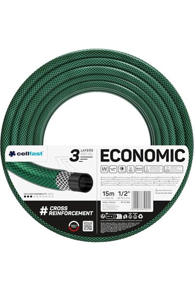 Cellfast Economical Garden Water Hose with a Length of 15 Meters and a Thickn...