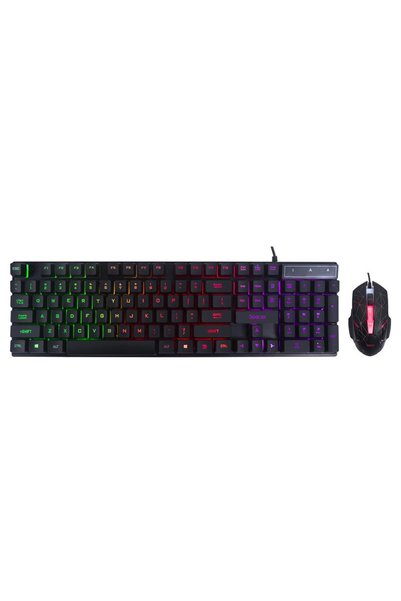 Spacer KIT gaming USB, tastatură RGB curcubeu + mouse optic 7 culori, negru, ...