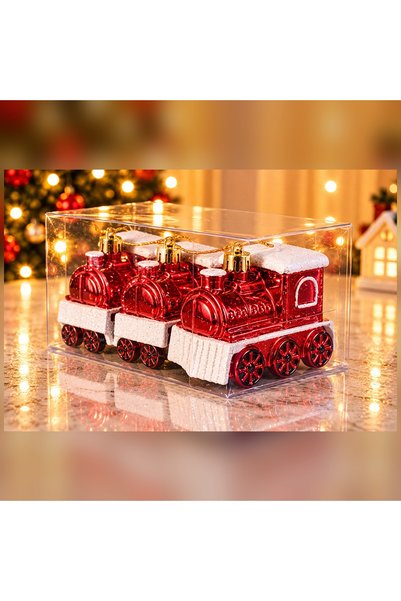 HEDİYE FİKRİ New Year's Tree Hanging Ornaments, 3-Piece Set, Box, 7x6 cm