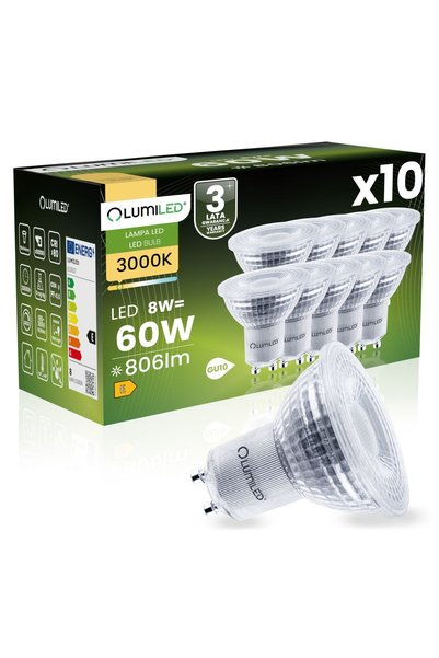 Lumiled 10x Bec LED GU10 Spot PAR16 8W = 60W 806lm 3000K Cald 36 °   Reglabil.