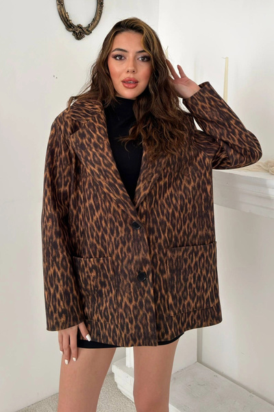 bysocafashion Women's Leopard Print Jacket
