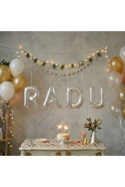 DAMUR Metallic Foil Balloons, Innovation, RADU Set, Helium or Air, Straw incl...
