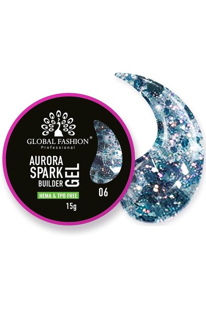 GLOBAL FASHION Professional Global Fashion Aurora Sparkle Builder Gel for Nai...