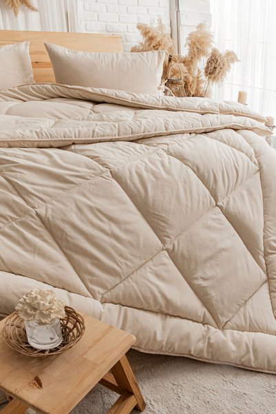 DNC home tekstil Natural Buldan Linen Double-Size 550 g Duvet with 2 Pillowca...