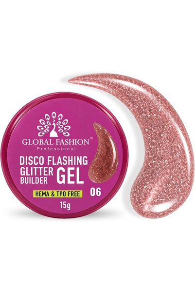 GLOBAL FASHION Professional Global Fashion Disco Flashing Glitter Builder Gel...