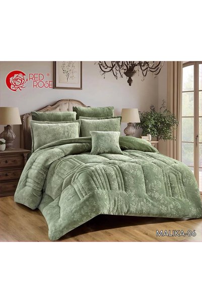 REDROSE COLOR مفرش سرير شتوي مزدوج فرو وجهين مخمل ناعم - طقم 7قطع _ لحاف شتوي...