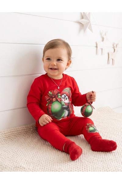MiniKids Set bluza si colanti Craciun-Pinguin