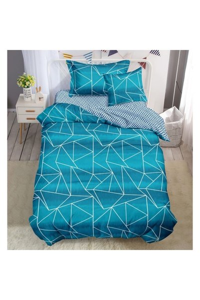 OEM Bedding Set, Satin Finet, 1 Person, 150x220 cm, 4 Pieces, Geometric Shape...
