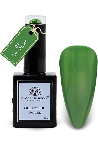 GLOBAL FASHION Professional Black Elite Gel Nail Polish 089 La Palma (Leaf Gr...
