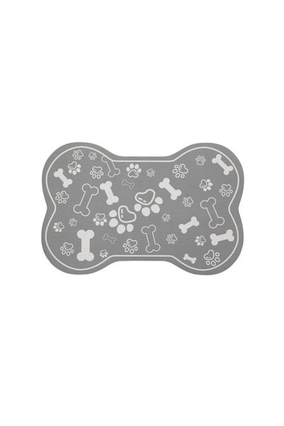 Jumbo Suport Bol Hrana Gri in Forma de Os pentru Animale de Companie 60x40cm
