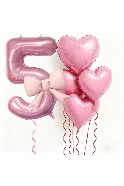 Choice NUMBER 32inch HG9221-5 6pcs Pink Bow Heart Balloon with 32Inch Pink Nu...