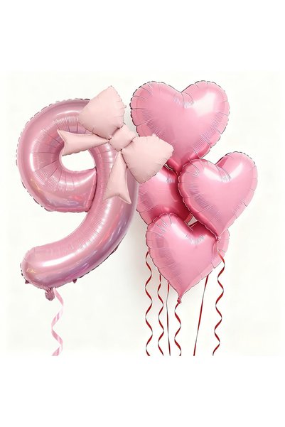 Choice NUMBER 32inch HG9221-9 6pcs Pink Bow Heart Balloon with 32Inch Pink Nu...