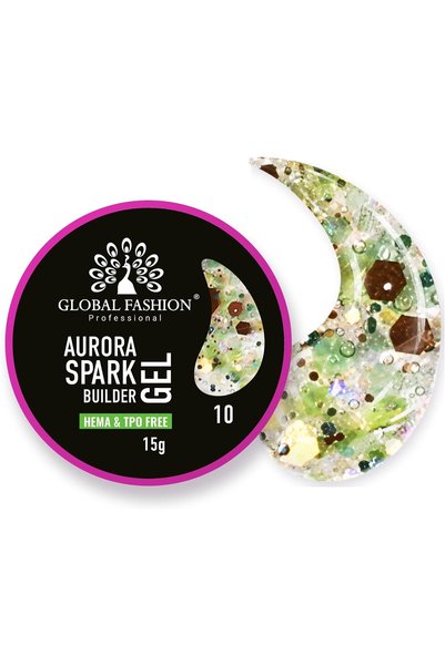 GLOBAL FASHION Professional Global Fashion Aurora Sparkle Builder Gel for Nai...