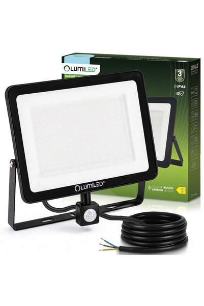 Lumiled ZUNA3 100W 12000lm 6500K IP44 Proiector LED cu senzor de mișcare, negru