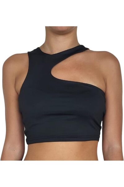 OtherMax Top Damski Asimetric One-Shoulder Crop Top Negru Mărimea S