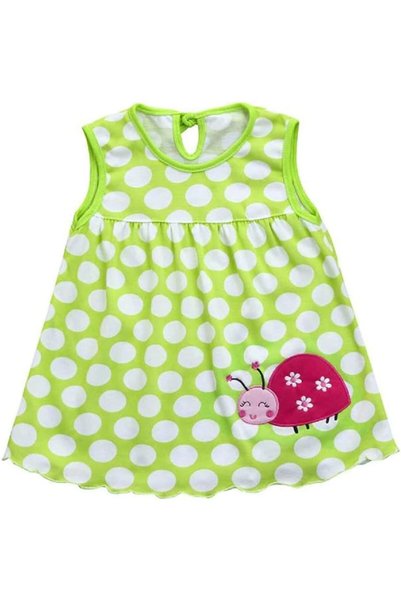 OtherMax Rochie Fetiță de Vară Fluidă cu Buline Verde-Albă 2-3 Luni