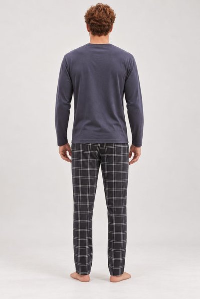 Pemilo Men's 6500-2 Long-Sleeve 100% Cotton Pajama Set