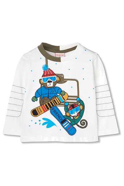Boboli Snowboard-Printed T-Shirt, Ages 2–6, White