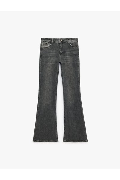 Koton Normal Dar Kesim Pamuklu Yıkamalı İspanyol Paça Denim Pantolon - Flare ...