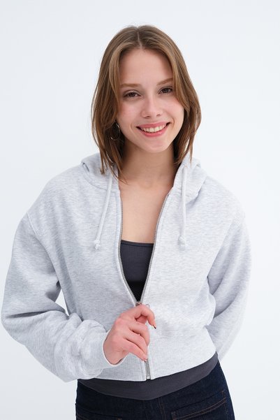 Addax Kapüşonlu Şardonlu Sweatshirt H07036
