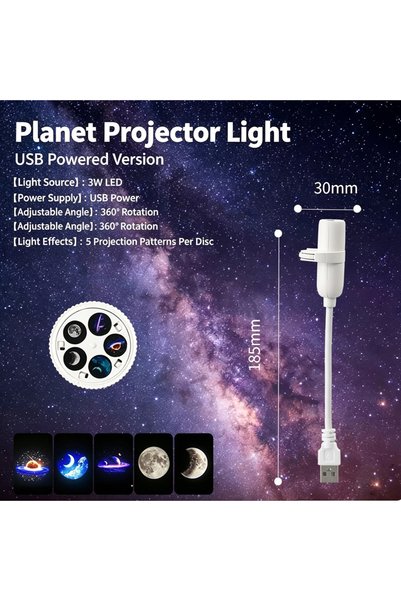Choice جهاز عرض ضوئي صغير يعمل بمنفذ USB، يعرض 5 أنماط مختلفة من النجوم والكو...