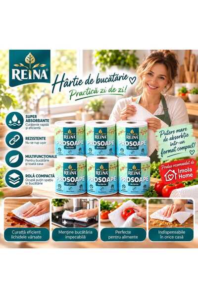 Generic Brand REINA – Set 6 Role Prosoape de Hârtie pentru Bucătărie, Putere ...