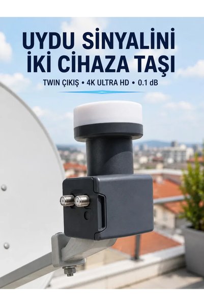 Twin LNB Çift Çıkışlı Uydu Anten LNB 4K Ultra HD Ku Band 0. 1 dB