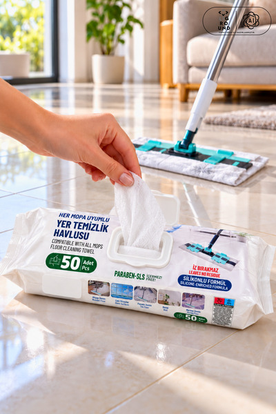 LİGROUND Sweepy Mop Islak Mendil 50 Adet Büyük Boy Her Mopa Uyumlu Yer Temizlik Havlusu Islak Mop Bezi Yedek Temizlik Mendili