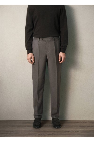 MANGO Man İtalyan yünlü flanel slim fit kumaş pantolon