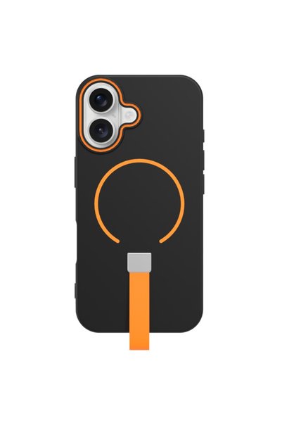GrandMobile Husa iPhone 17, Loop subțire MagSafe, Negru-Portocaliu