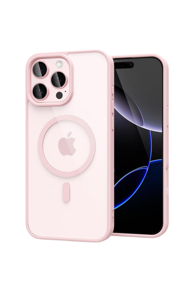GrandMobile Husa iPhone 15 Pro, MagSafe, transparentă, roz