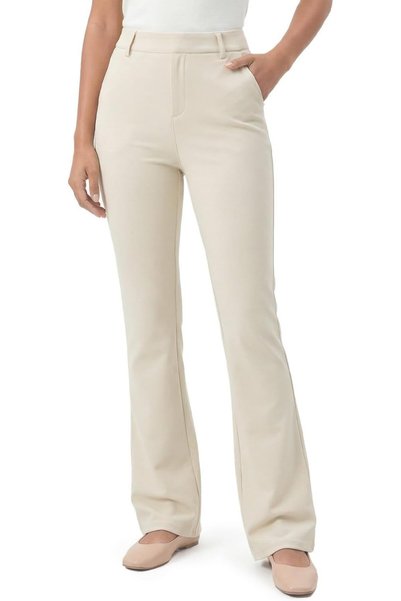 OtherMax Pantaloni Damă Eleganți Bootcut Confortabili Elastici Bej XXL