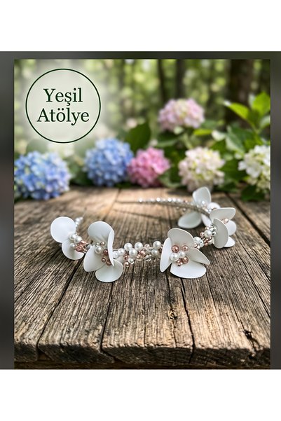Yeşil Atölye تاج العروس الأبيض، تاج الخطوبة، تاج الحناء، تاج فترة ما بعد الول...