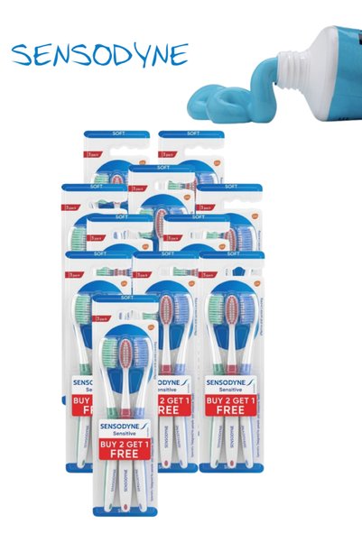 Sensodyne 11 قطعة فرشاة أسنان ناعمة للمناطق الحساسة، عبوة من 3 قطع