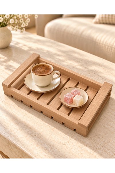 PENGU HOME صينية تقديم خشبية، مقاس 15 × 25 سم – صينية تقديم قهوة وشاي مصنوعة ...