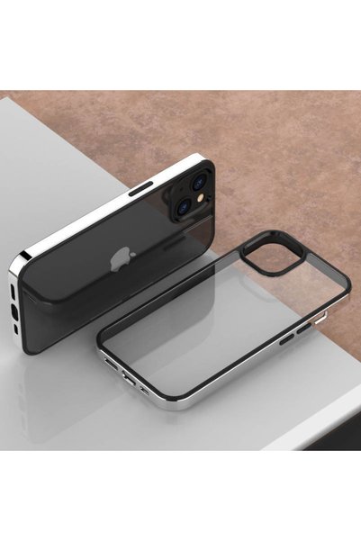 GrandMobile Husa cu ramă electroplacată pentru iPhone 13 Pro, argintie