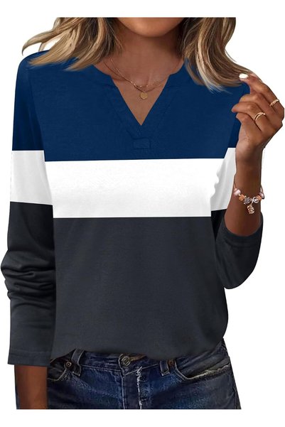 OtherMax Bluză Dama Tricou Mânecă Lungă Decolteu V Lejeră M