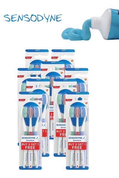 Sensodyne 9 قطع فرشاة أسنان ناعمة للمناطق الحساسة، عبوة من 3 قطع