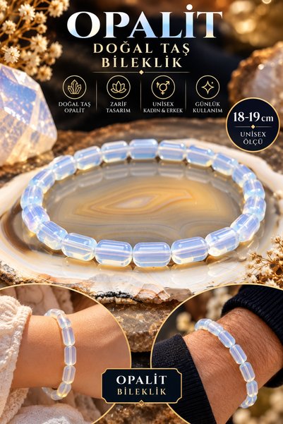 NBS Beautiful Naturel Stones Opalite Stone Bracelet, 18–19 cm, Unisex (Women ...