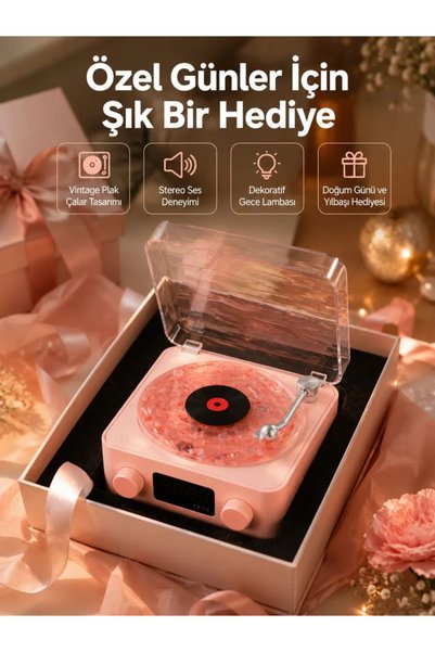 Retro Bluetooth Hoparlör – Yumuşak Gece Lambası Ve Saat Göstergeli Yeni Nesil