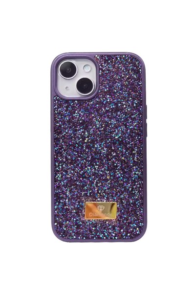 GrandMobile Husa pentru iPhone 15 Plus, Diamant Luxos Strălucitor, Mov Intens