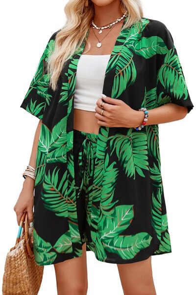 OtherMax Set de vară pentru femei Bluză Pantaloni scurți Lejer Fluid Negru-Ve...
